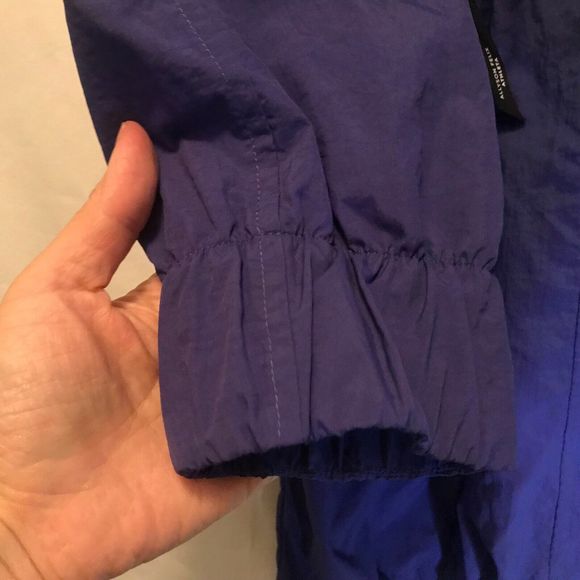 Athleta x Allyson Felix Purple Long Packable Lightweight Windbreaker hood Sz L - Picture 10 of 15